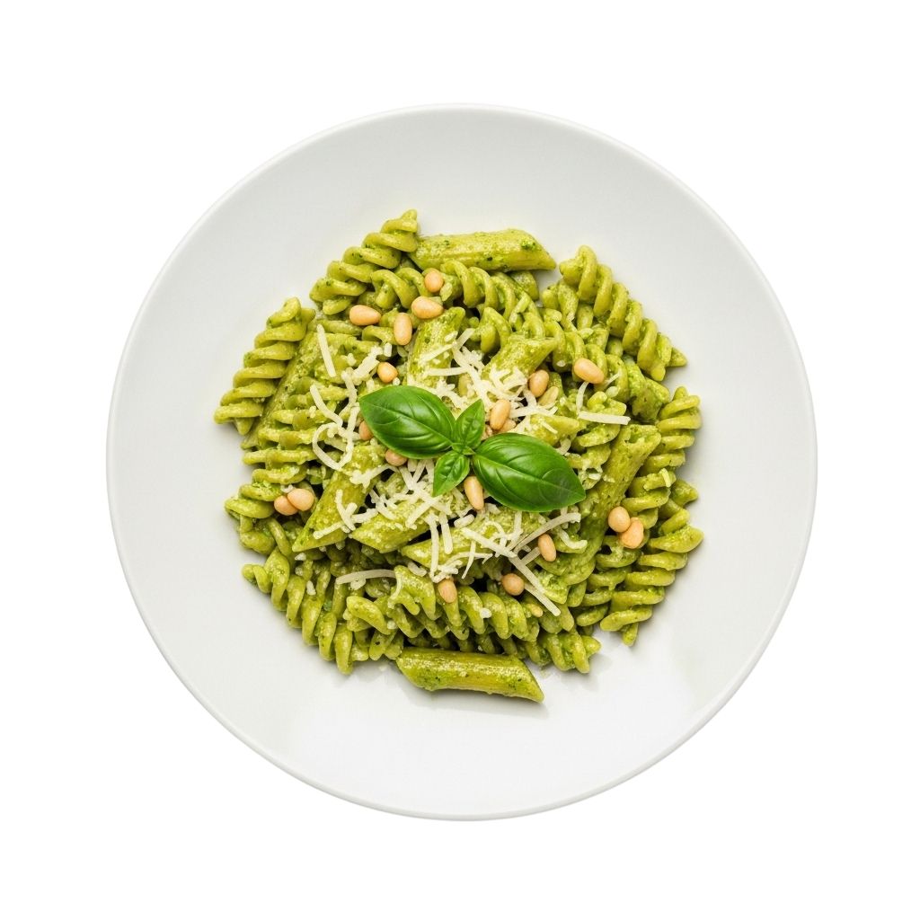 Delicious green pesto pasta dish representing lunch recipe ideas on Tasty Recipe Zone.