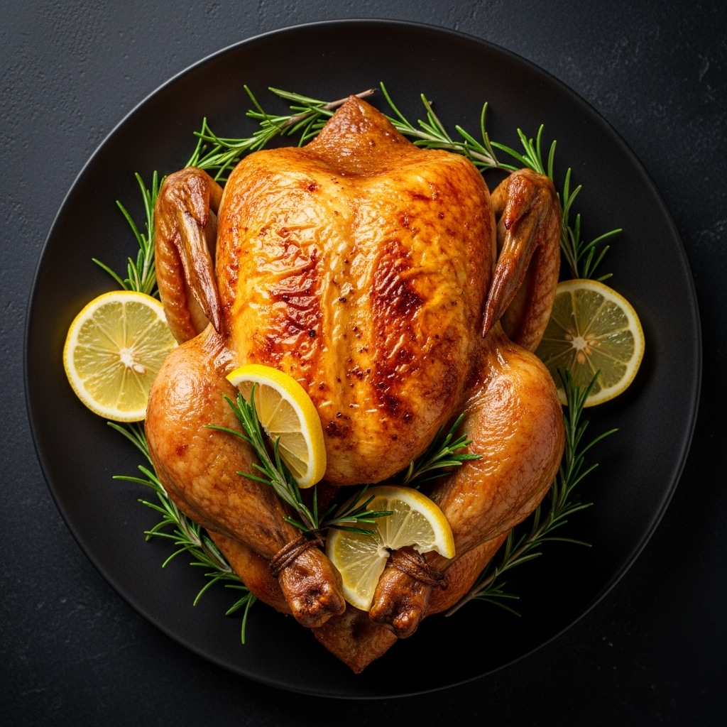 Golden roasted chicken highlighting dinner meal ideas from Tasty Recipe Zone.