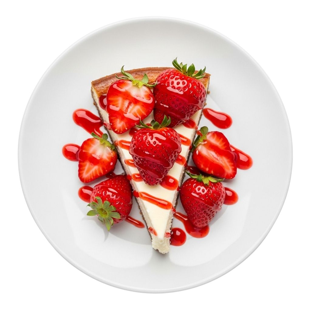 Slice of classic strawberry cheesecake representing dessert recipes at Tasty Recipe Zone.