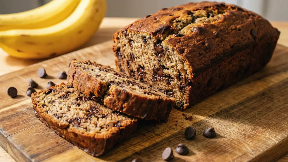 Easy homemade banana bread recipe with perfect golden top.
