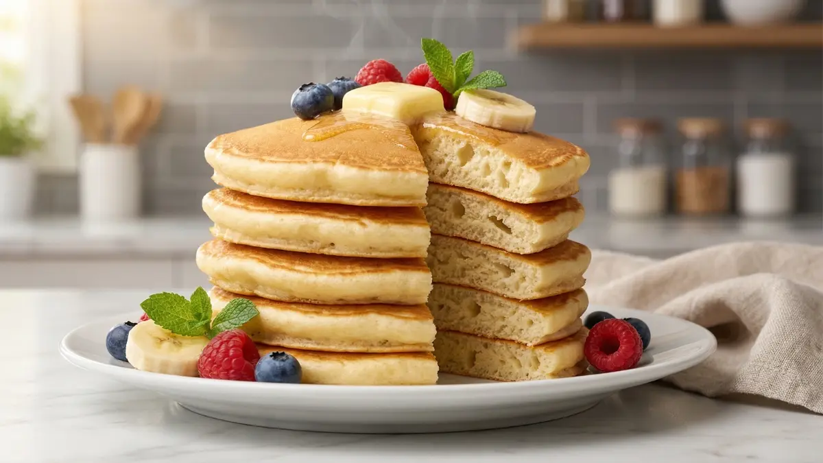 homemade fluffy pancake for the breakfast.