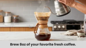 Brewing fresh coffee in French press for easy mushroom coffee recipe
