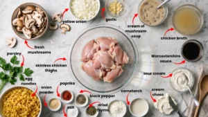 Easy Chicken Stroganoff - Creamy, Comfortin ingredients list. 