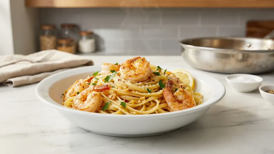 Quick-homemade-easy-garlic-shrimp-pasta-recipe